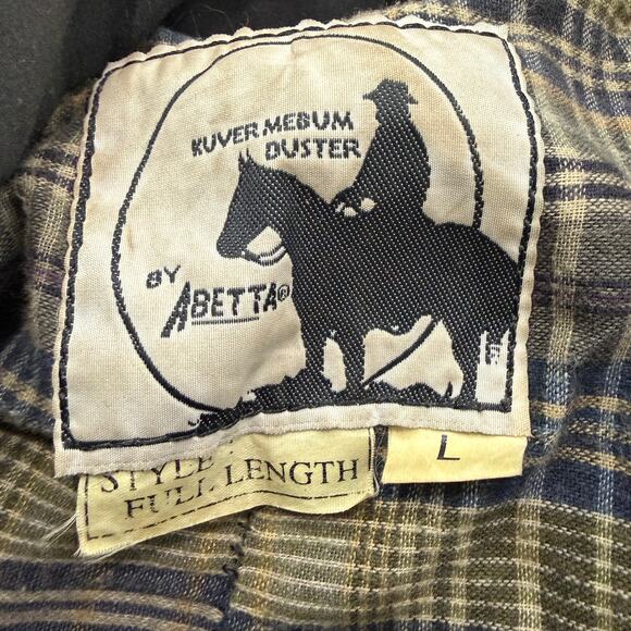 Vintage Kuver Mebum Duster Oil Skin Coat Men Large Black Faded Western by Abetta - Picture 6 of 10